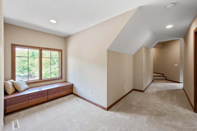 4325 Trillium Ln W, Minnetrista, MN 55364 - unfurnished room featuring light carpet, vaulted ceiling, and recessed lighting