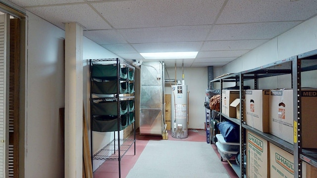 storage area with gas water heater