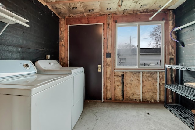 washroom with washer and dryer and laundry area