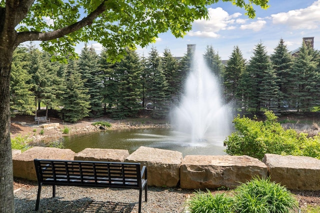 surrounding community with a water view