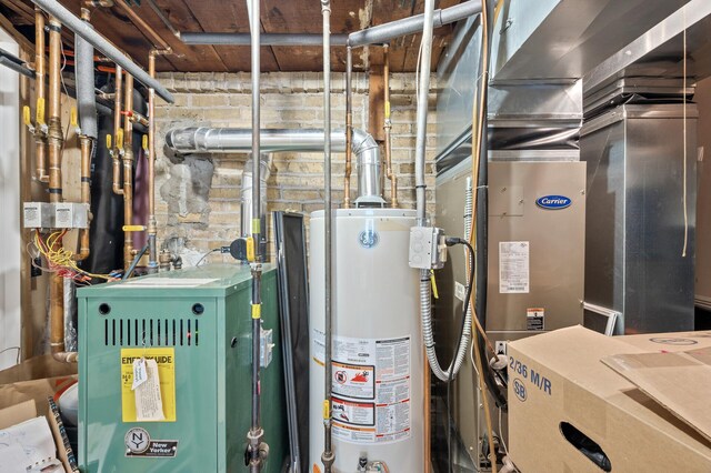utilities with heating unit and gas water heater