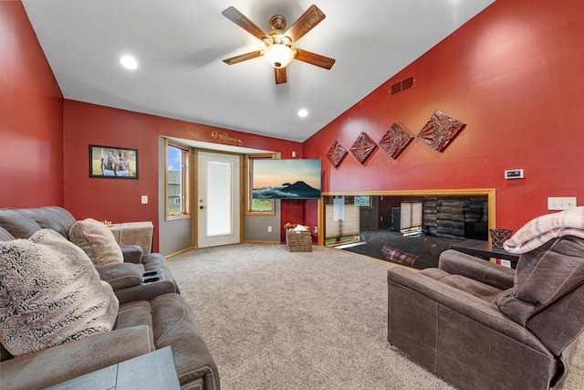 29107 Danel Ave, Randolph, MN 55065 - living room with a ceiling fan, carpet, baseboards, and recessed lighting
