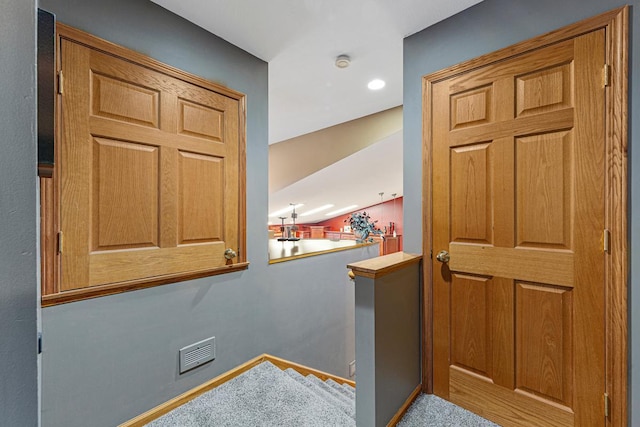 29107 Danel Ave, Randolph, MN 55065 - interior space with baseboards, carpet, recessed lighting, and an upstairs landing