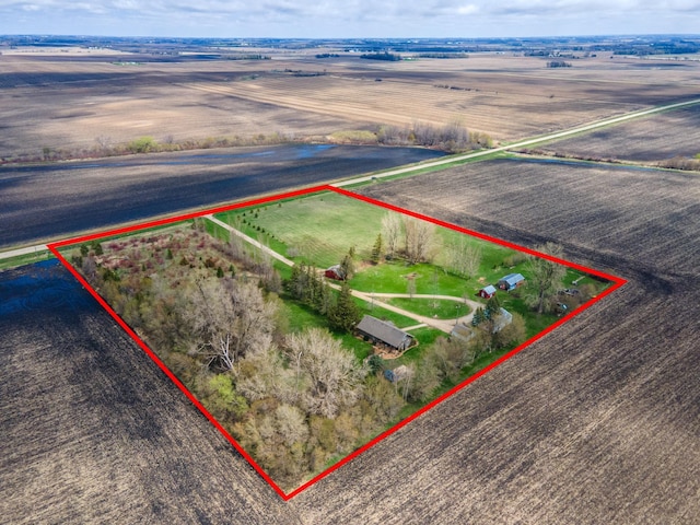 aerial view featuring a rural view