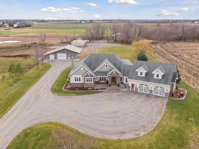 aerial view featuring a rural view