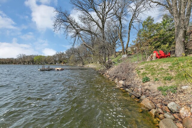 property view of water featuring a floating dock