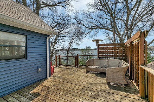 deck with a water view