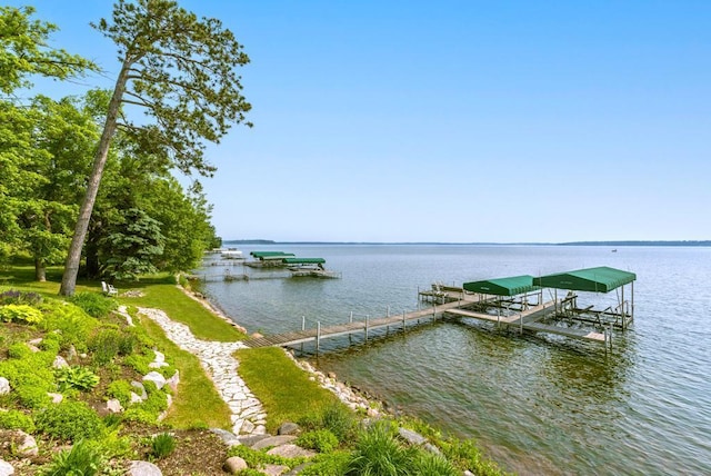 9472 Rocky Point Trl, Lake Shore, MN 56468 - dock area with boat lift and a water view