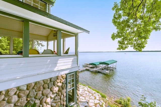 9472 Rocky Point Trl, Lake Shore, MN 56468 - water view with boat lift and a dock