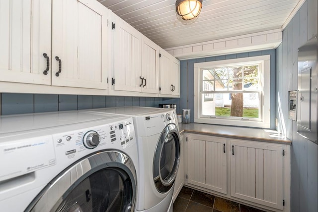 9472 Rocky Point Trl, Lake Shore, MN 56468 - laundry room featuring washing machine and dryer and cabinet space