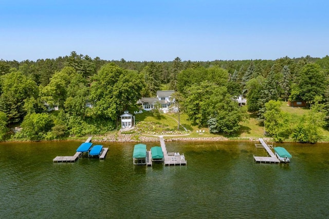 9472 Rocky Point Trl, Lake Shore, MN 56468 - drone / aerial view of a nearby body of water and a heavily wooded area