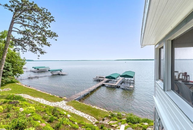 9472 Rocky Point Trl, Lake Shore, MN 56468 - dock area featuring a water view and boat lift