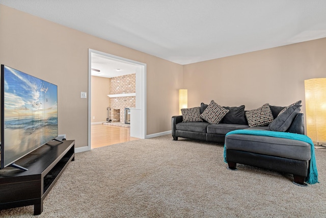 1337 Kenilworth Dr, Woodbury, MN 55125 - carpeted living area with baseboards and a fireplace
