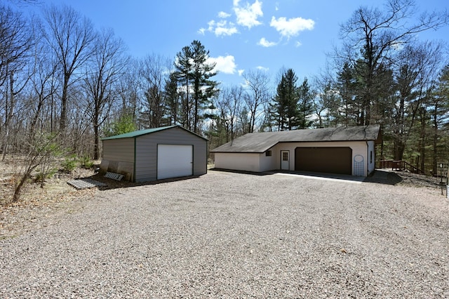 view of detached garage