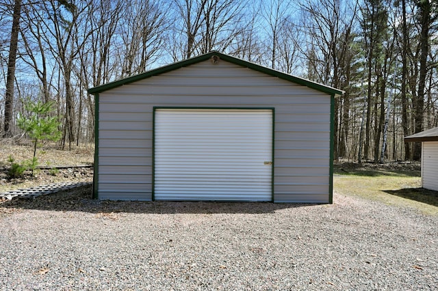view of detached garage