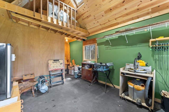 interior space with unfinished concrete flooring