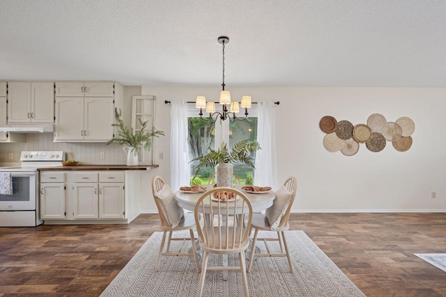 11 6th Ave S, Sartell, MN 56377 - dining space featuring a chandelier, dark wood finished floors, and a textured ceiling