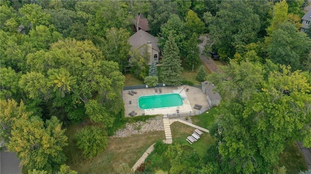 aerial view with a wooded view