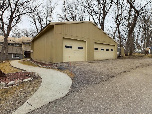 view of detached garage