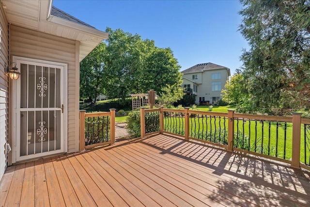 2228 White Pine Ct, Hudson, WI 54016 - wooden terrace featuring a yard