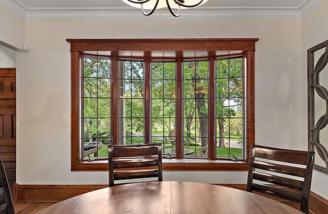 5224 17th Ave S, Minneapolis, MN 55417 - dining space featuring plenty of natural light, ornamental molding, and a chandelier
