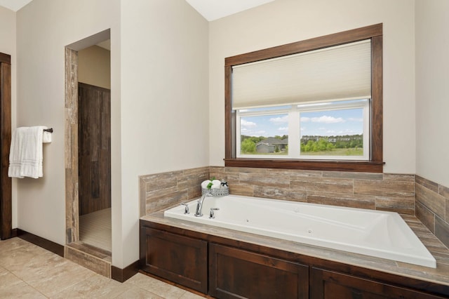 3839 189th Ln NW, Oak Grove, MN 55303 - full bathroom with a jetted tub, a stall shower, and tile patterned floors