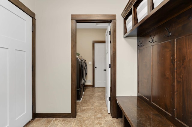 3839 189th Ln NW, Oak Grove, MN 55303 - mudroom featuring separate washer and dryer and baseboards