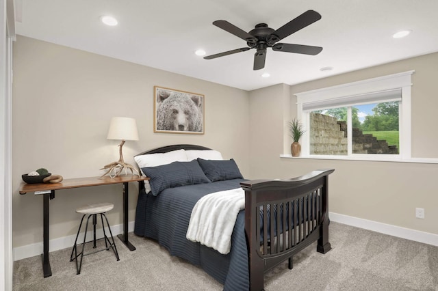 3839 189th Ln NW, Oak Grove, MN 55303 - carpeted bedroom featuring baseboards, recessed lighting, and ceiling fan