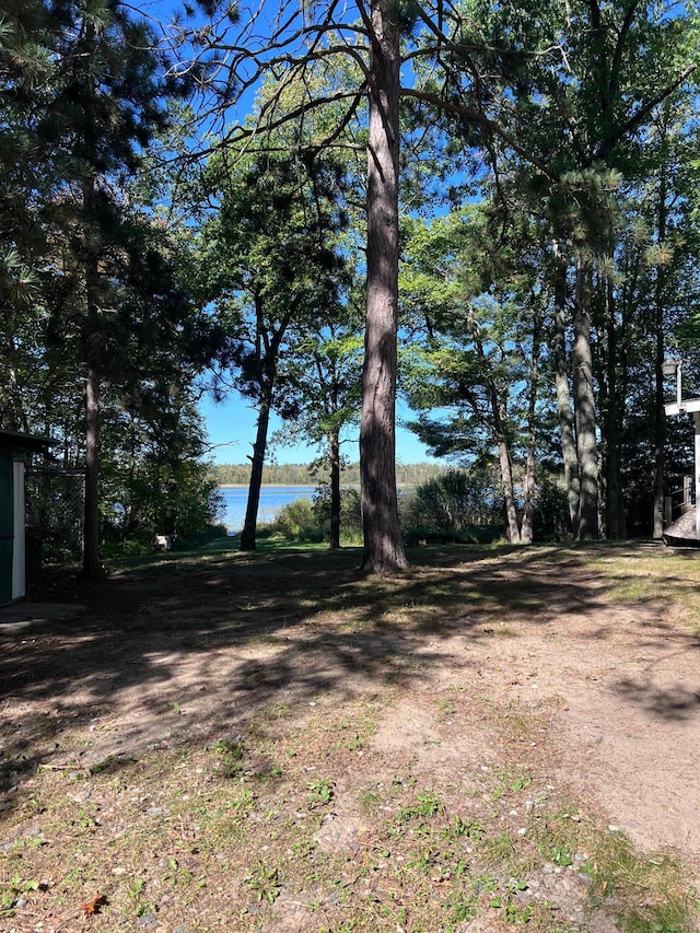 view of yard with a water view