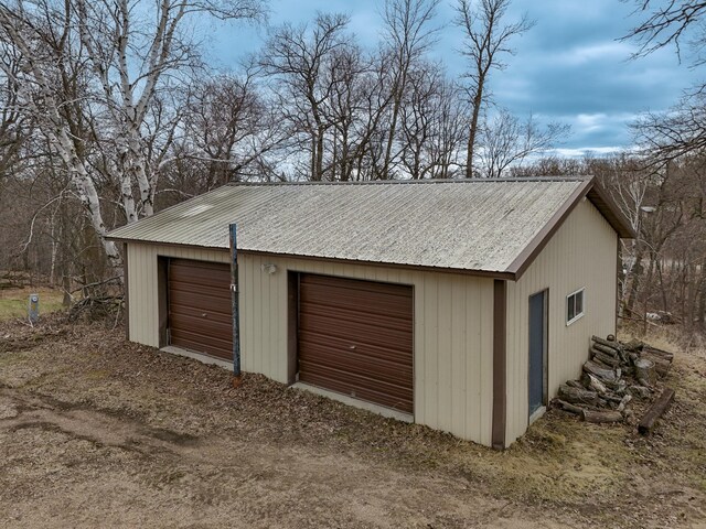 view of detached garage