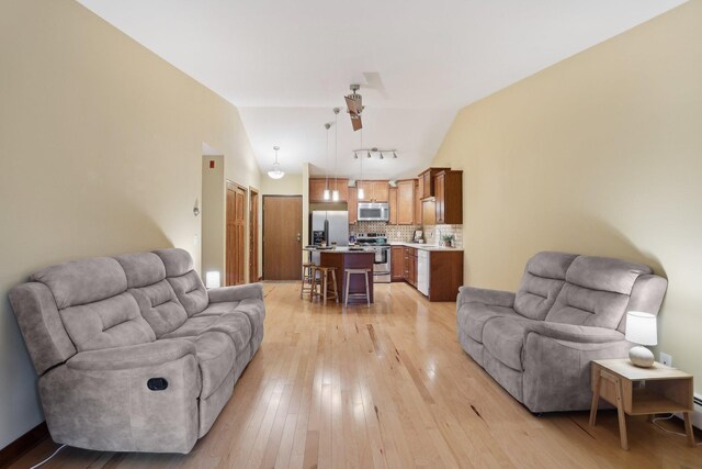 3850 Plymouth Blvd Unit 318, Plymouth, MN 55446 - living area with vaulted ceiling and light wood finished floors