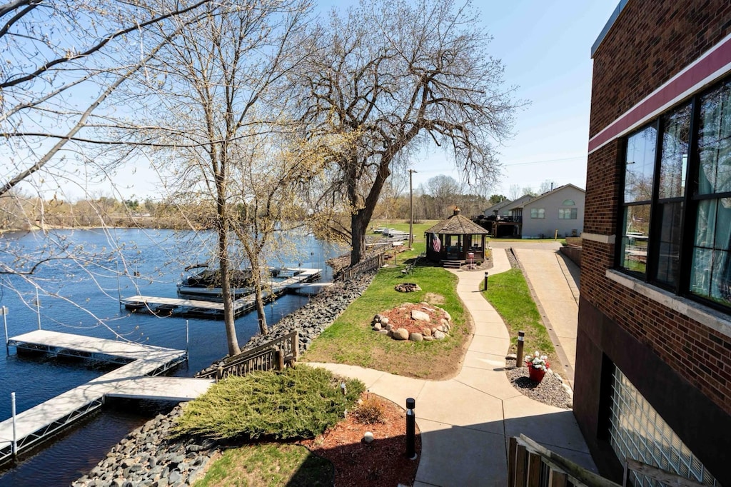 30 Main St S Unit 9I, Pine City, MN 55063 - view of yard with a gazebo, a floating dock, and a water view