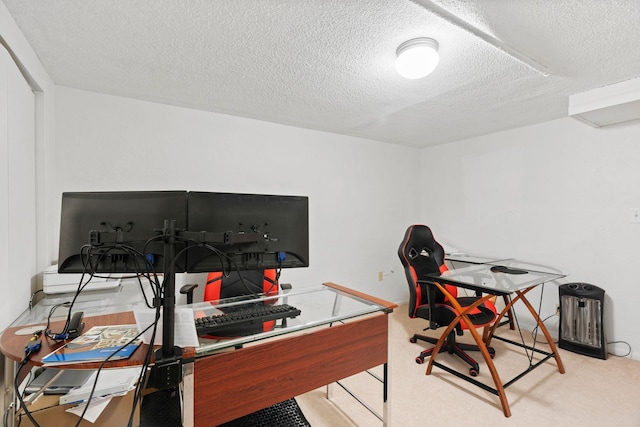 office area featuring a textured ceiling