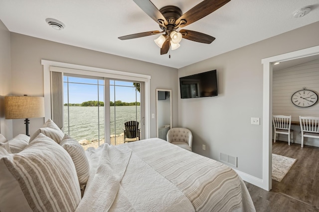 11831 Gulden Ave NW, Maple Lake, MN 55358 - bedroom with access to exterior, wood finished floors, and ceiling fan