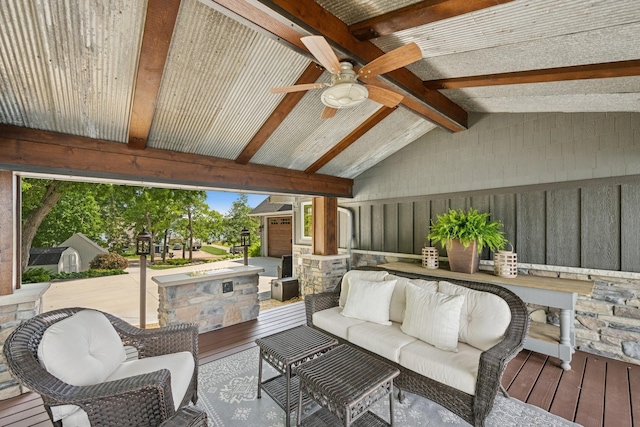 11847 Gulden Ave NW, Maple Lake, MN 55358 - view of patio / terrace featuring an outdoor living space and ceiling fan