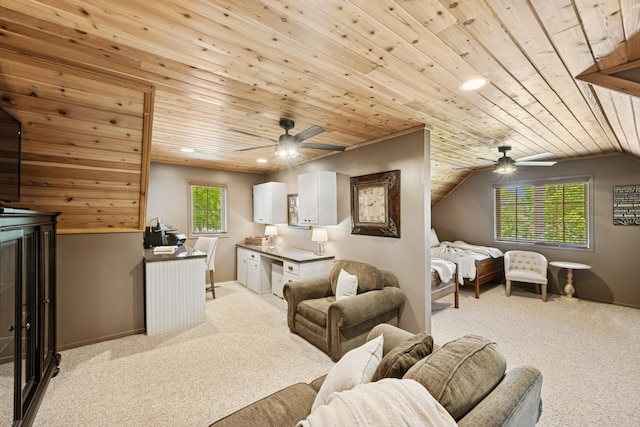 11847 Gulden Ave NW, Maple Lake, MN 55358 - bedroom with light colored carpet, wood ceiling, and recessed lighting
