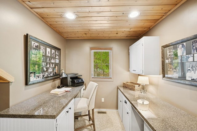11847 Gulden Ave NW, Maple Lake, MN 55358 - office area featuring wood ceiling, recessed lighting, and light carpet