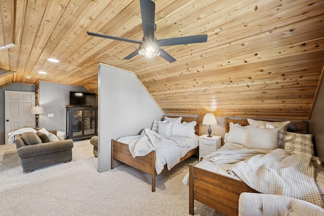 11847 Gulden Ave NW, Maple Lake, MN 55358 - carpeted bedroom featuring wood ceiling, vaulted ceiling, and ceiling fan