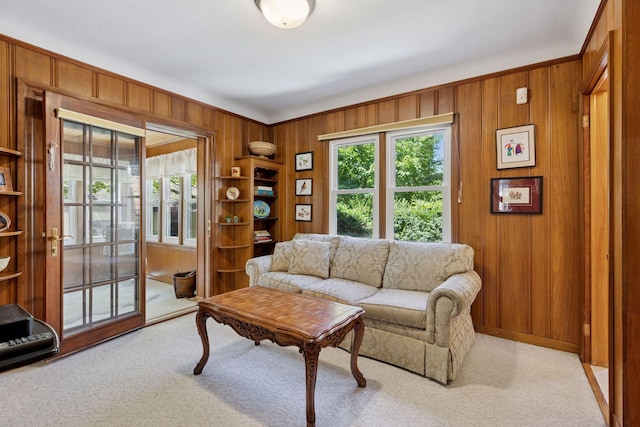 1804 Pinehurst Ave, Saint Paul, MN 55116 - carpeted living room featuring wooden walls