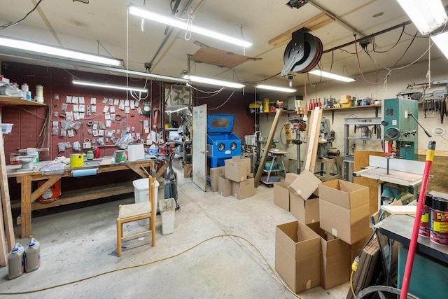 interior space with a workshop area