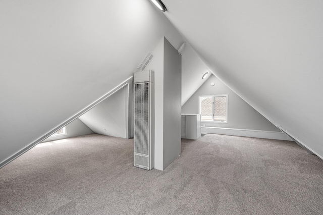 1527 Minnehaha Ave W, Saint Paul, MN 55104 - additional living space featuring carpet flooring, lofted ceiling, and a heating unit