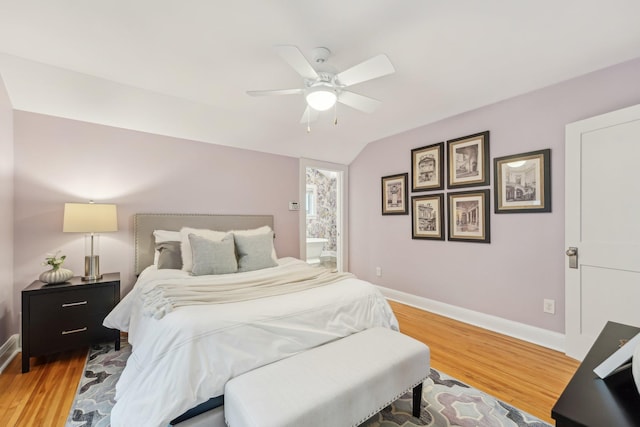 2736 Chowen Ave S, Minneapolis, MN 55416 - bedroom featuring baseboards, light wood finished floors, ceiling fan, and lofted ceiling