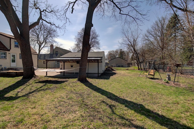 view of yard featuring a patio area and a fenced backyard