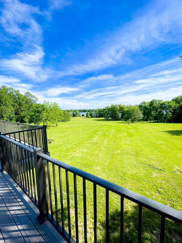 41634 Long Lake Rd, Ottertail, MN 56571 - wooden terrace with a yard and view of scattered trees