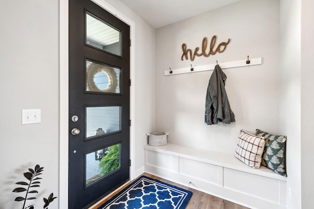 mudroom featuring wood finished floors