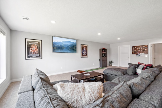 10683 40th St N, Lake Elmo, MN 55042 - living area with carpet, baseboards, and recessed lighting
