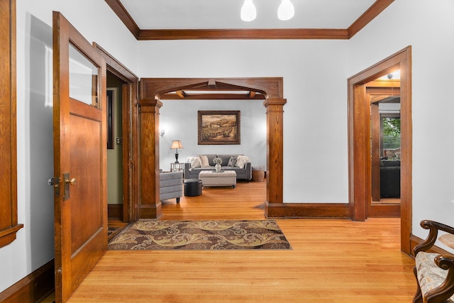 904 Lincoln Ave, Saint Paul, MN 55105 - hallway with ornamental molding and wood finished floors