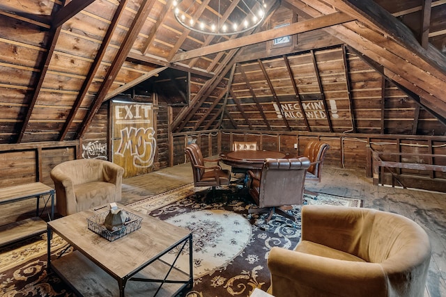 904 Lincoln Ave, Saint Paul, MN 55105 - sitting room with lofted ceiling and a chandelier