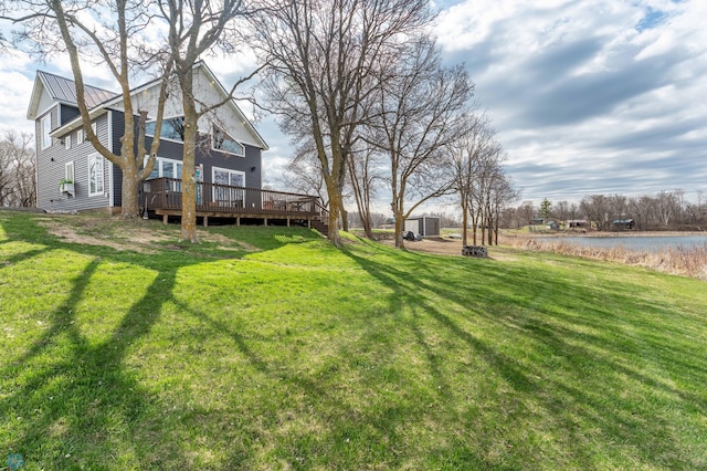 view of yard with a deck