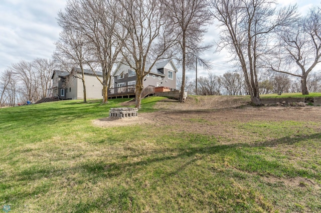 view of yard with a deck
